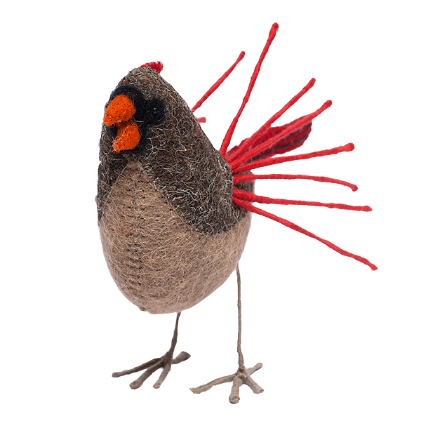 Felt Bird, Female Cardinal