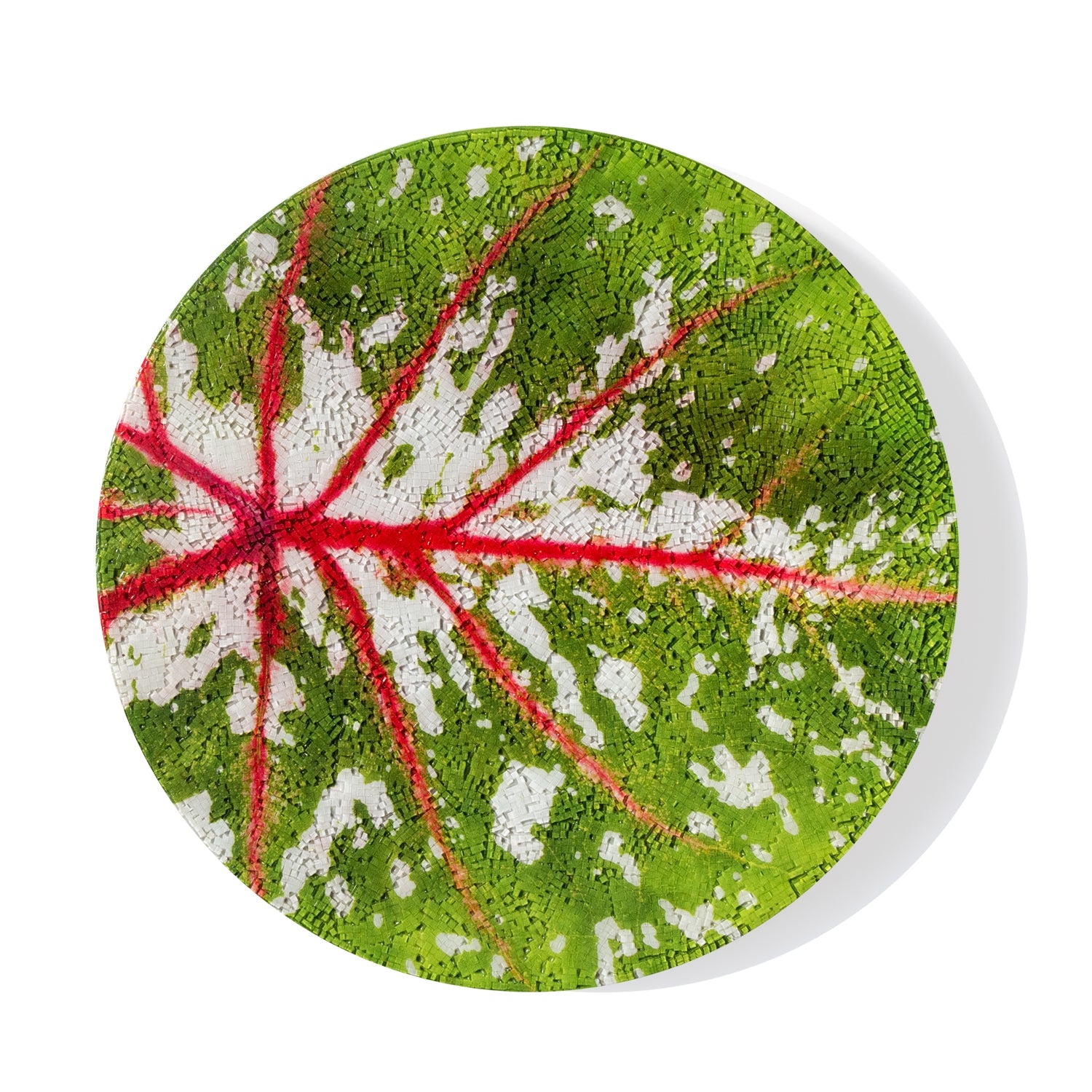 Mosaic 16&quot;D Caladium Leaf Pink Wall Art